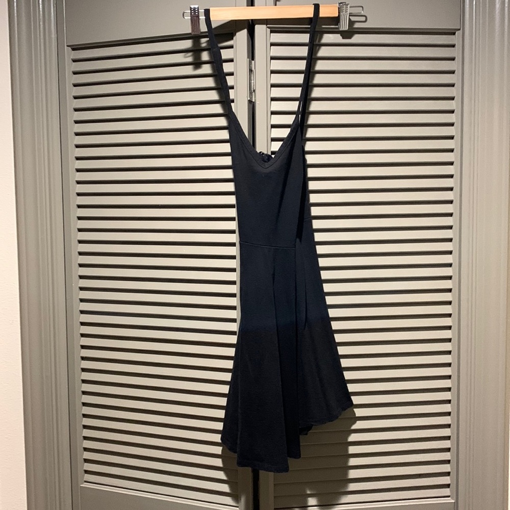 LBD. Criss cross back, black cotton skater dress